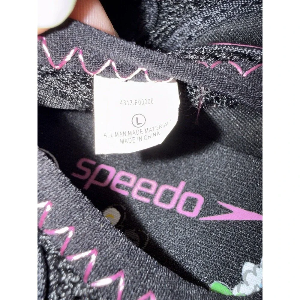 Speedo Toddler Size Large Girls Black Pink Water Shoes Rubber Bottom